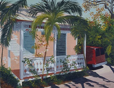 Oils By Planck Houses Key West Cottage Oil Painting