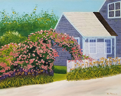 Oil painting from Cape Cod, Rosa Rugosa
